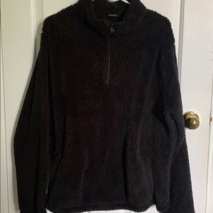 black fluffy sweater